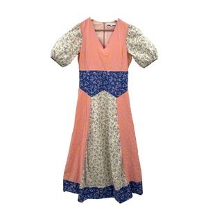 English Factory Womens Medium Mixed Print Cotton Maxi Dress Patchwork Prairie